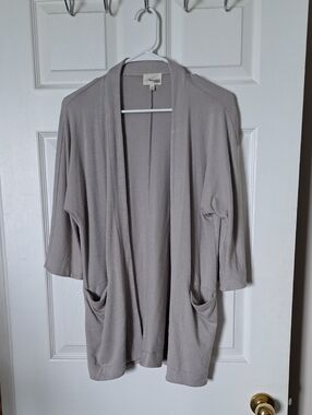 Wilfred Light Taupe Open-Front Knit Cardigan